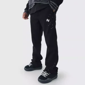 Relaxed Flared Carpenter Paint Splatter Trousers