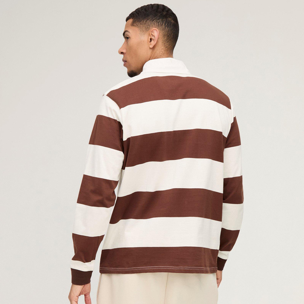 Regular Fit Stripe Long Sleeve Rugby Polo - Image 2
