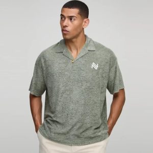 Oversized Textured Revere Polo