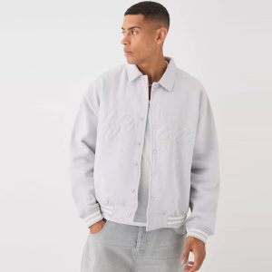 OVERSIZED BOXY JERSEY VARSITY JACKET