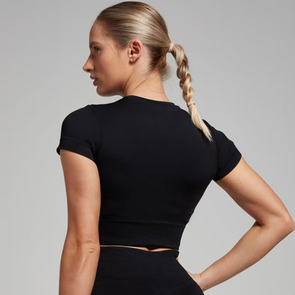 Women's Tempo Seamless Crop Top - Black - Image 2