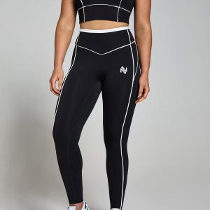 Contrast Texture Leggings – Black